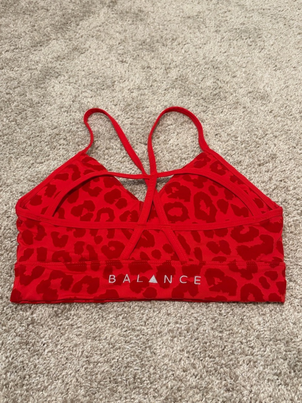 Vitality Balance Red Leopard Lux Print Strappy Sports Bra